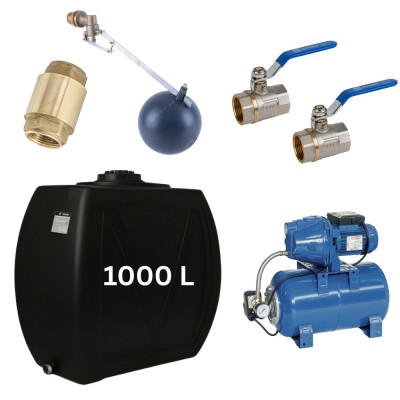 Kit „Drinking water 1000L“ with water tank Narrow Mavil (black) and hydrophore pump Speroni  - Drinking water storage tanks / Potable water tanks