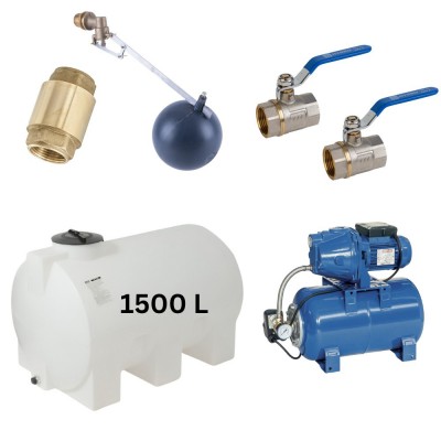 Kit „Drinking water 1500L“ with water tank Mavil (white, horizontal) and hydrophore pump Speroni - Product Comparison