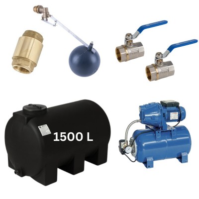 Kit „Drinking water 1500L“ with water tank Mavil (black, horizontal) and hydrophore pump Speroni - Product Comparison