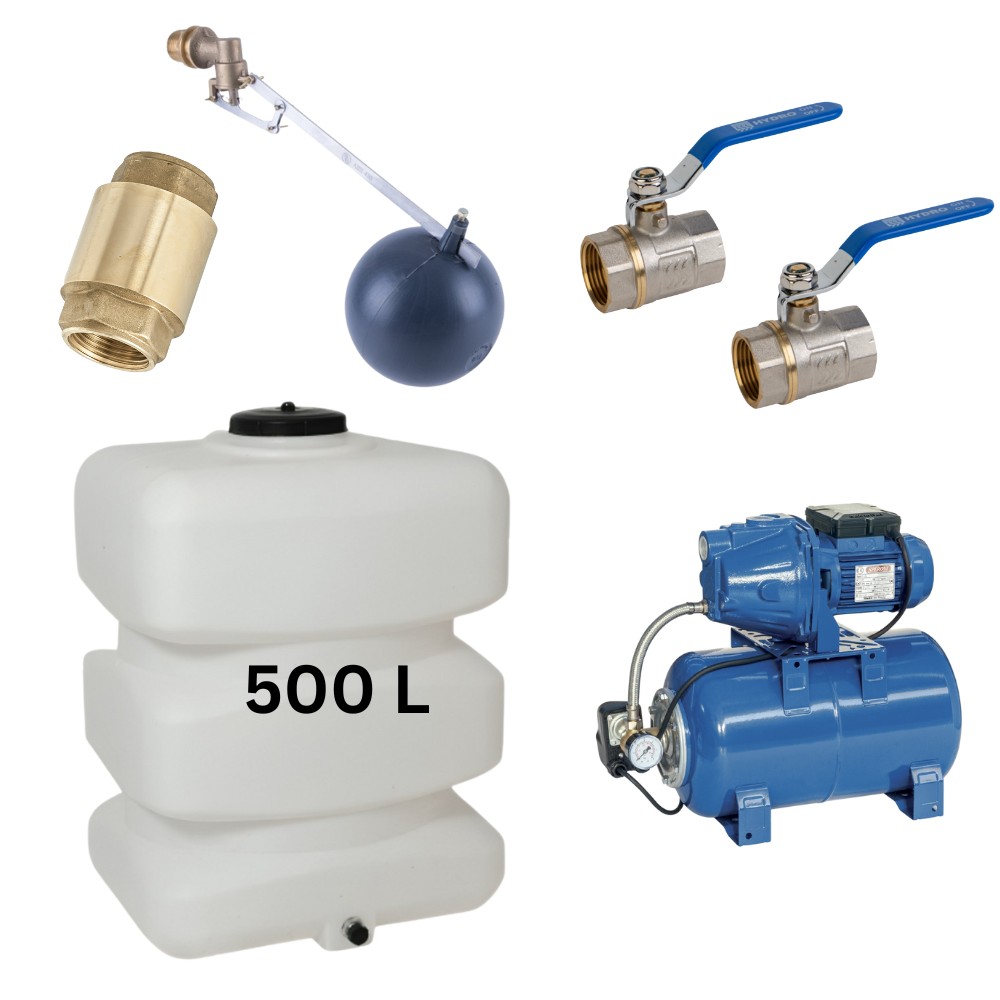Kit „Drinking water 500L“ with water tank Mavil (white, rectangular) and hydrophore pump Speroni | Drinking water storage tanks / Potable water tanks |  |