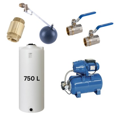 Kit „Drinking water 750L“ with water tank Mavil (white, cylindrical) and hydrophore pump Speroni - Drinking water storage tanks / Potable water tanks