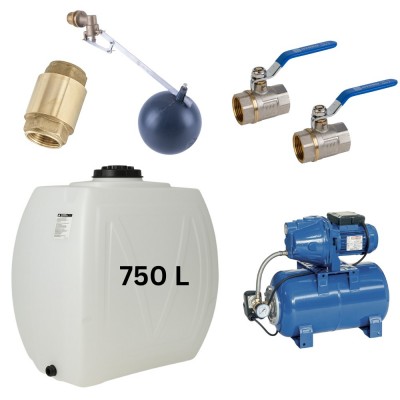 Kit „Drinking water 750L“ with water tank Narrow Mavil (white) and hydrophore pump Speroni  - Drinking water storage tanks / Potable water tanks
