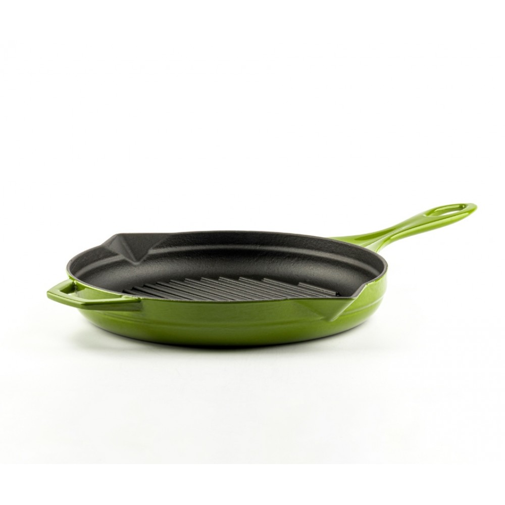 Enameled cast iron grill pan Hosse, Bamboo, Ф24cm