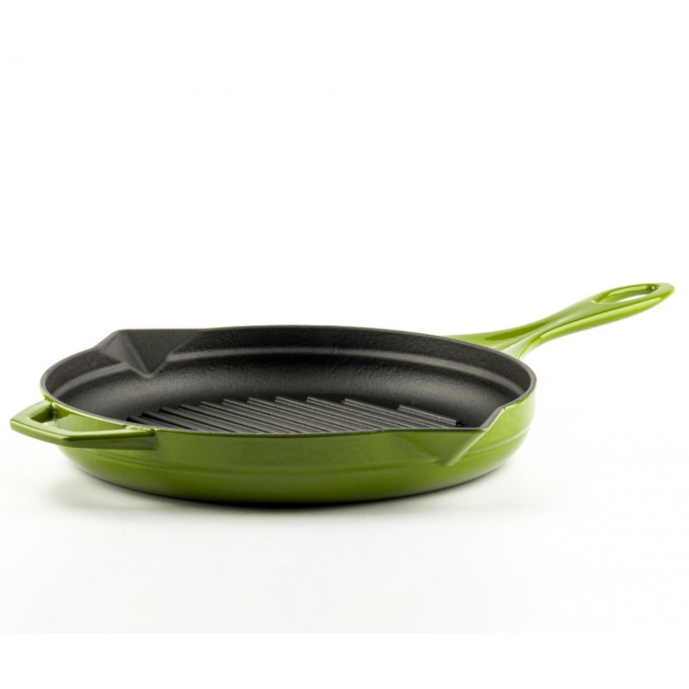 Enameled Cast iron grill pan Hosse, Bamboo, Ф28cm