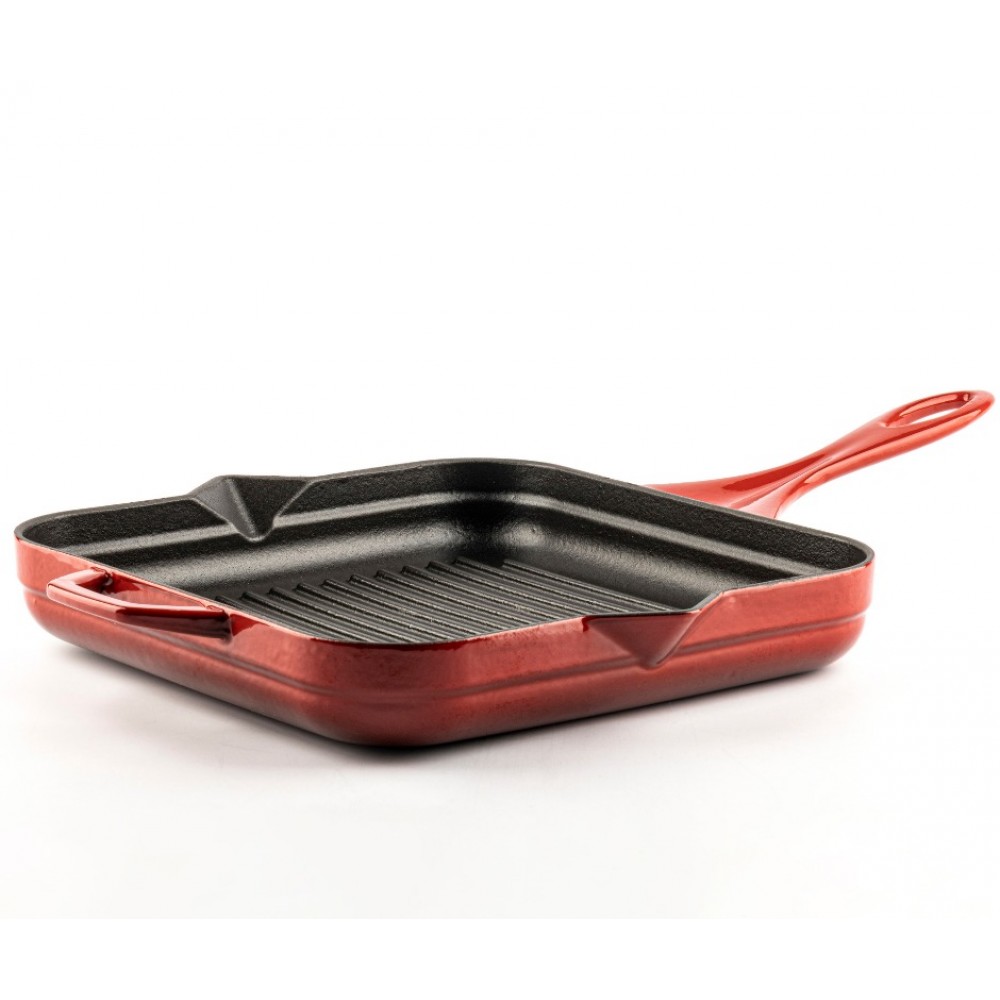 Enameled cast iron grill pan Hosse, Rubin, 28x28cm