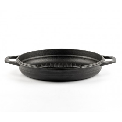 Enameled cast iron grill pan Hosse, Black Onyx, Ф22cm - Flat cast iron pan