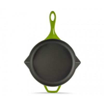 Enameled cast iron pan Hosse, Bamboo, Ф28cm - Flat cast iron pan