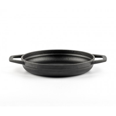 Enameled cast iron pan with two handles Hosse, Black Onyx, Ф19cm - Flat cast iron pan