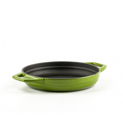 Enameled cast iron pan with two handles Hosse, Bamboo, Ф16cm - Flat cast iron pan