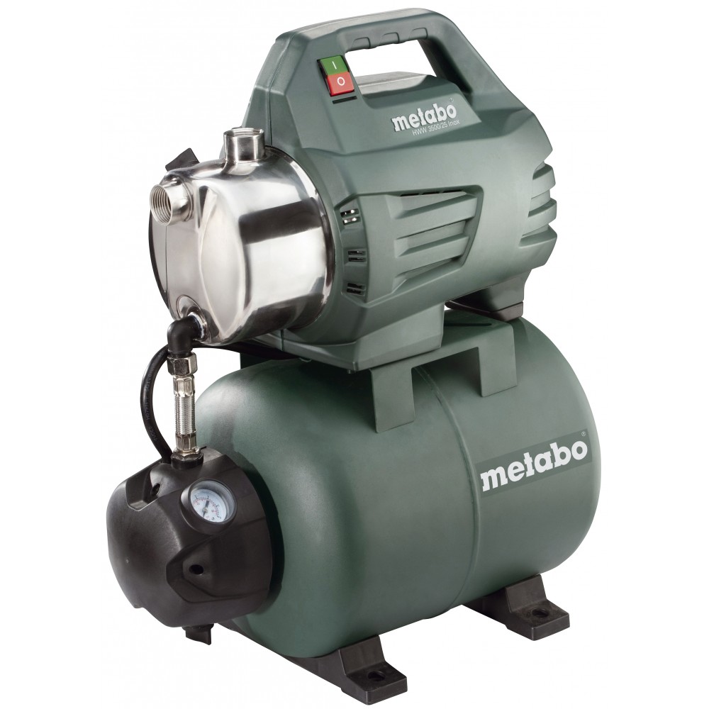 Single-phase hydrophore water pump METABO HWW 3500/25 INOX, power 900 W, flow 3500 l/h, head 45 m, tank capacity 24 L |  |  |