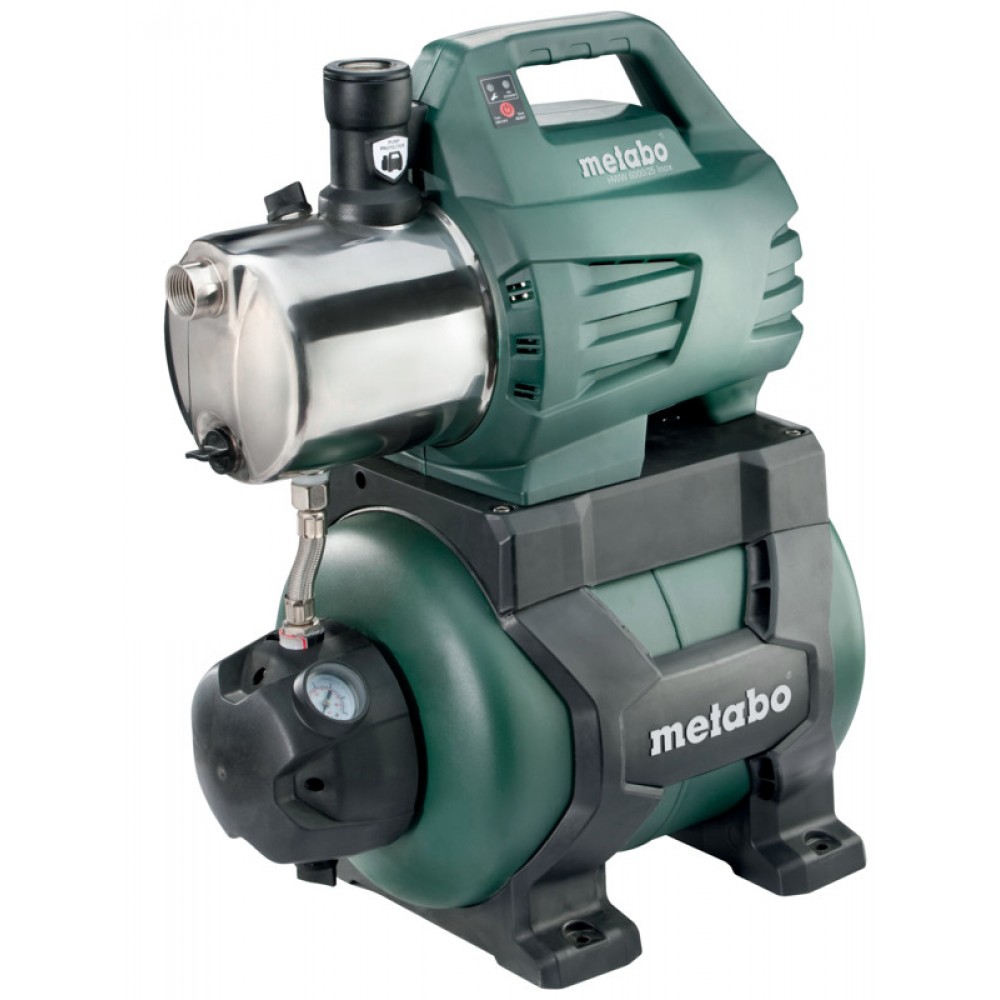Single-phase hydrophore water pump METABO HWW 6000/25 INOX, power 1300 W, flow 6000 l/h, head 55 m, tank capacity 24 L |  |  |