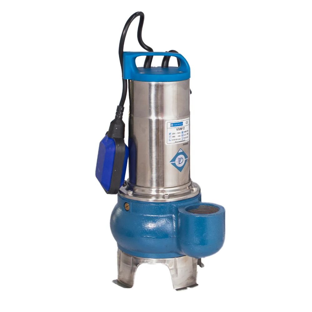 Drainage pump Electromash VXM 12 – 2″, power 0.75 kW, flow 21,000 l/h, head 11.4 m, outlet 2″, with external float and stainless steel housing |  |  |