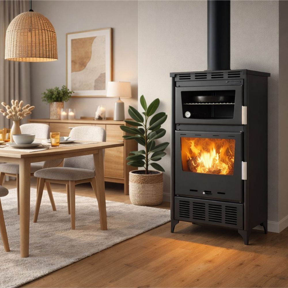 Wood burning stove with oven Balkan Energy ATS 90-30 ΜΑSΙΝΑ AERO, с вентилатор, 18.23kW | Wood Burning Stoves With Oven | Wood Burning Stoves |