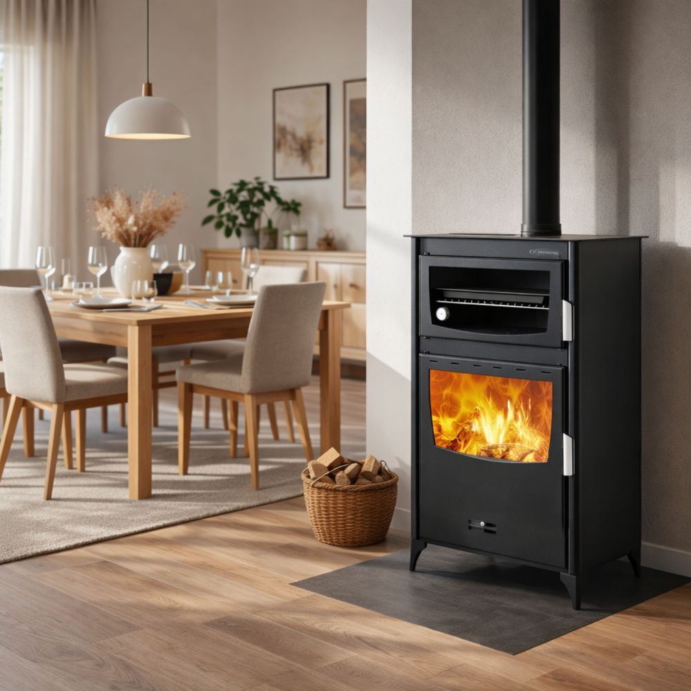 Wood burning stove with oven Balkan Energy ATS 90-50 ΜΑSΙΝΑ, 17.55kW | Wood Burning Stoves With Oven | Wood Burning Stoves |