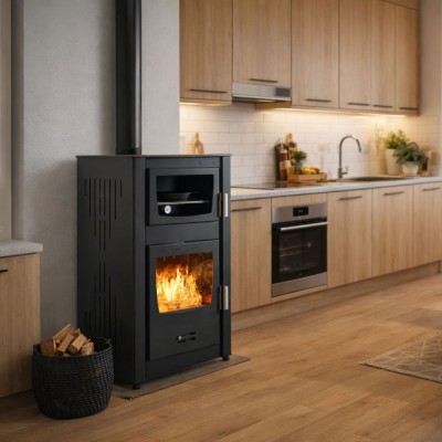 Wood burning stove with back boiler and oven Balkan Energy ATS HYDRO ΜΑSΙΝΑ 90-25, 25kW - Product Comparison