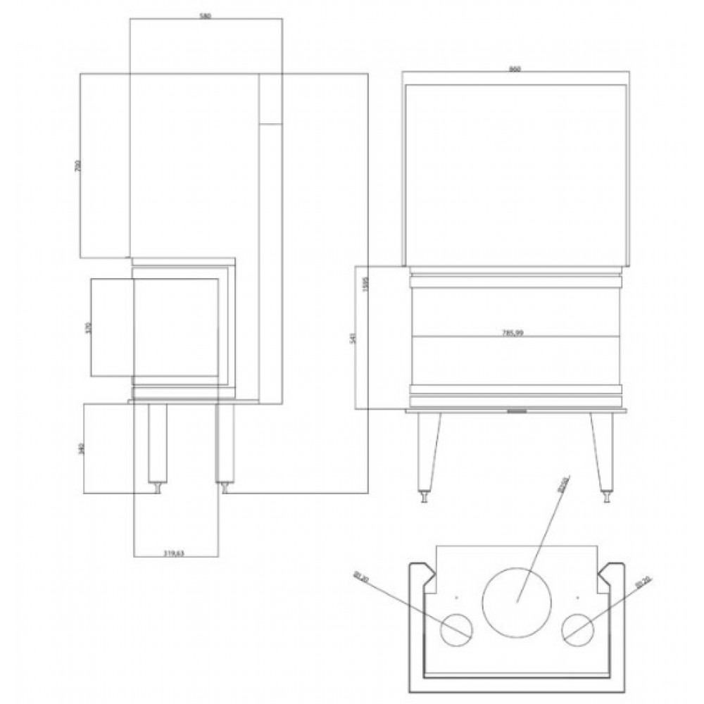 Wood Burning Fireplace Balkan Energy ATS AIR PANORAMA 800, 16.04kW | Wood Burning Fireplace Inserts | Wood Burning Fireplaces |