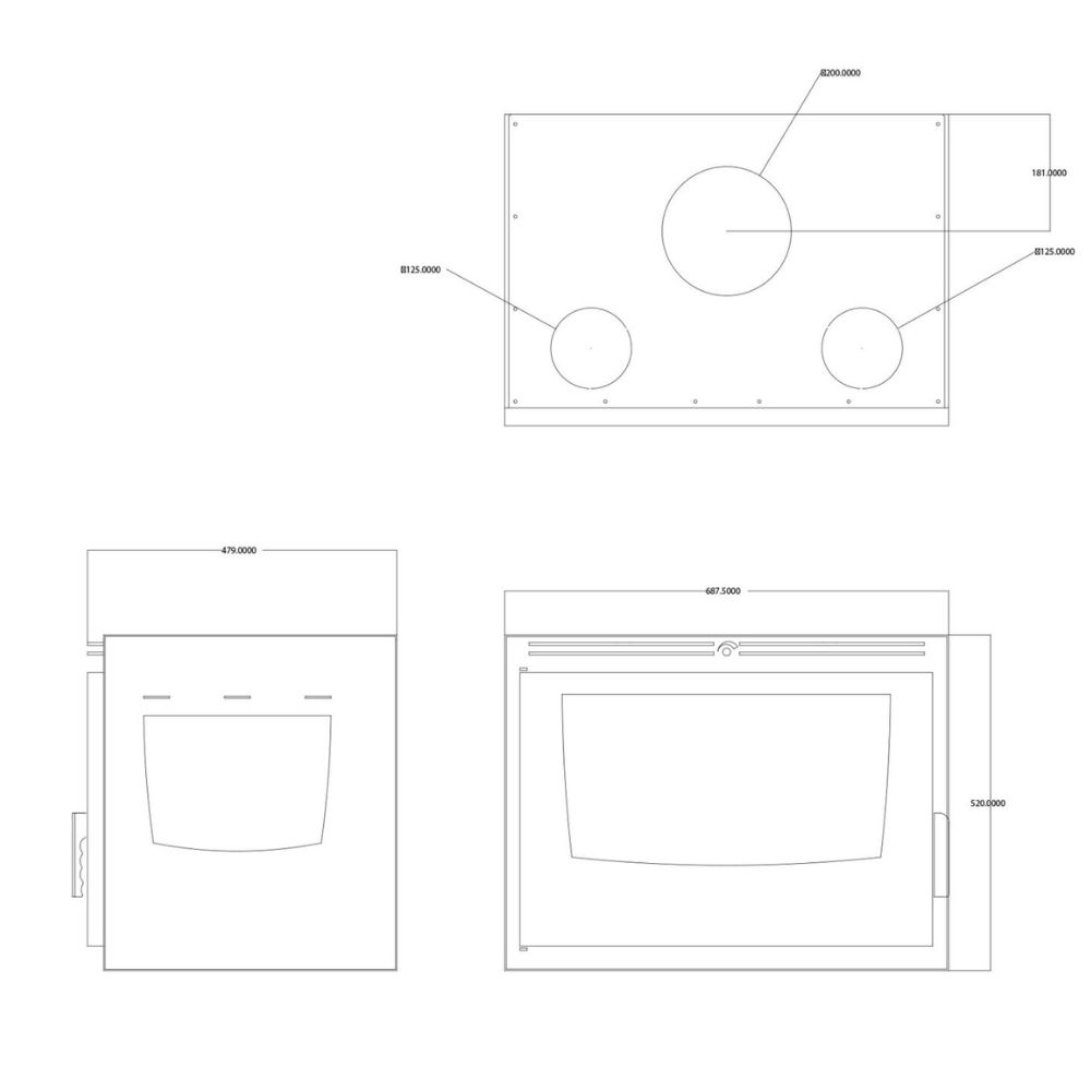 Wood Burning Fireplace Balkan Energy ATS INSERT CORNER AIR 700, with fan and air ducts, right, 11.84kW | Wood Burning Fireplace Inserts | Wood Burning Fireplaces |