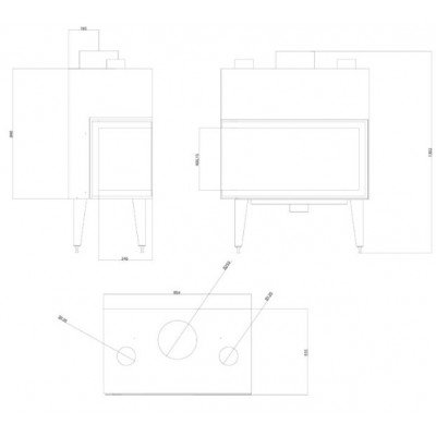 Wood Burning Fireplace Balkan Energy ATS STABLE AIR CORNER 900, with air ducts, left, 16.40kW - Product Comparison