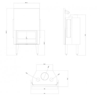 Wood Burning Fireplace Balkan Energy ATS STRAIGHT AIR 800, with air ducts, 15.95kW - Product Comparison