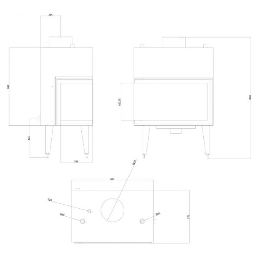 Wood Burning Fireplace with Back Boiler Balkan Energy ATS STABLE HYDRO CORNER 800, left, 24.58kW | Back Boiler Fireplaces | Wood Burning Fireplaces |
