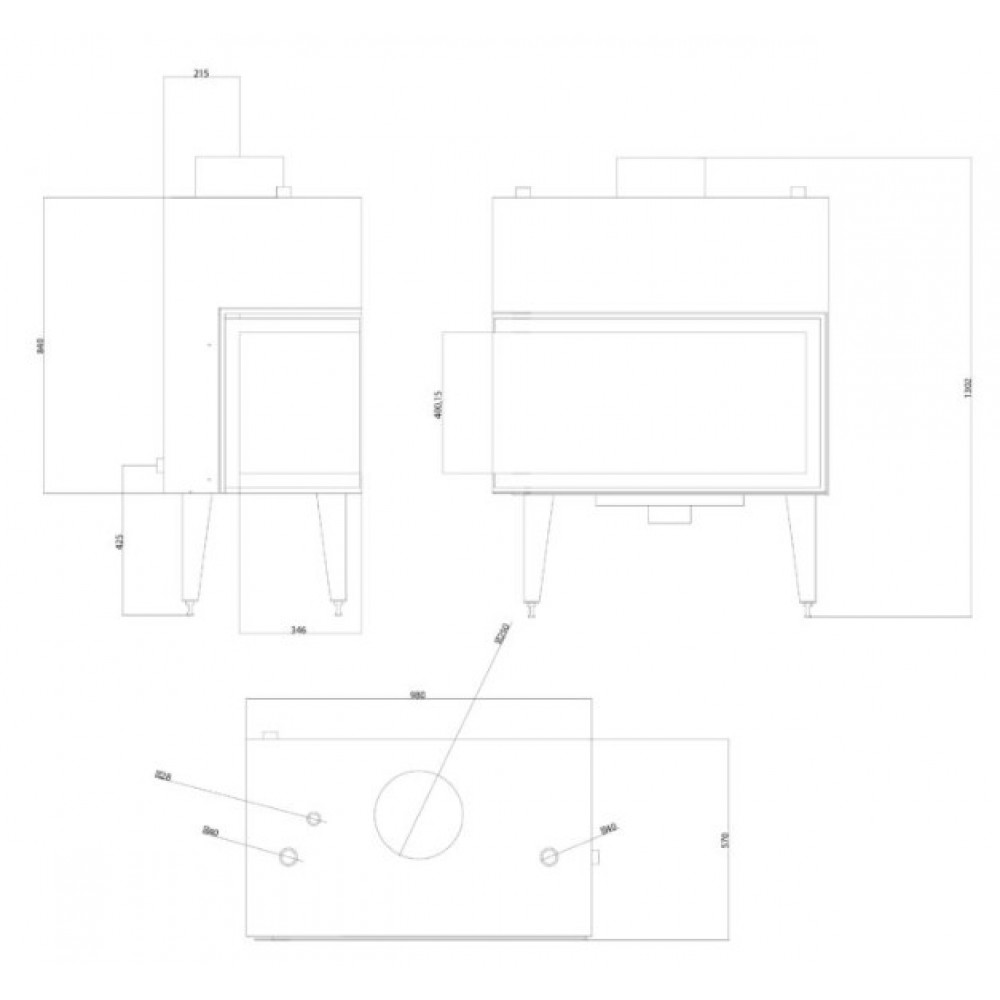Wood Burning Fireplace with Back Boiler Balkan Energy ATS STABLE HYDRO CORNER 900, right, 27.23kW | Back Boiler Fireplaces | Wood Burning Fireplaces |