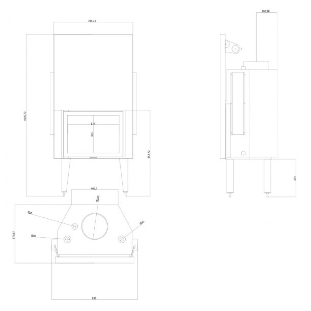 Wood Burning Fireplace with Back Boiler Balkan Energy ATS STRAIGHT HYDRO 700, 24.56kW | Back Boiler Fireplaces | Wood Burning Fireplaces |