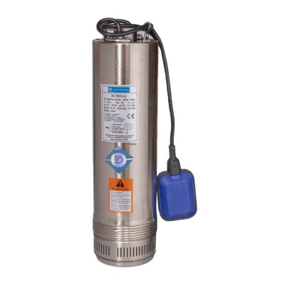 Submersible pump with external float Electromash SSCM 3 SS impeller, power 0.55 kW, head 30 m, flow 9000 l/h, suitable for wells and other applications. - Electromash