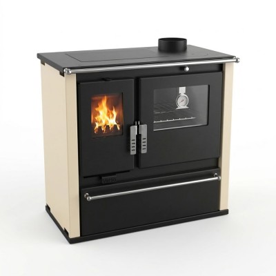 Wood cooker stove Verso CS Plus with stainless steel oven and steel hob, Ivory, Right, 7.7kW - Wood Cooker Stoves