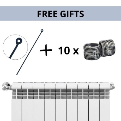 Complete Set of Aluminium Radiators Helyos Evo H350, 8 pcs x 10 sections - Aluminium Radiators
