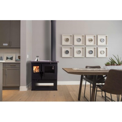 Wood cooker stove Verso CS Inox Ceramic with stainless steel oven and ceramic hob, Right, 7.7kW - Wood Cooker Stoves