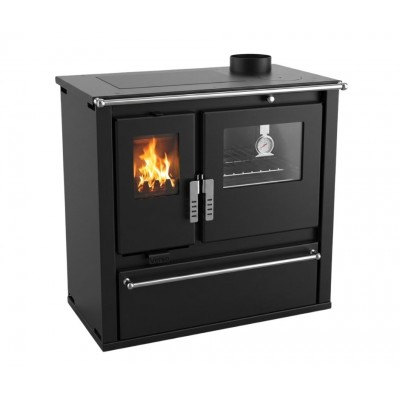 Wood cooker stove Verso CS Plus with stainless steel oven and steel hob, Black, Right, 7.7kW - Wood Cooker Stoves