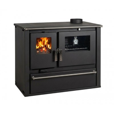 Wood cooker stove Verso CS Plus with steel oven and steel hob, Black, Right, 7.7kW - Wood Cooker Stoves