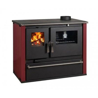 Wood cooker stove Verso CS Plus with steel oven and steel hob, Red, Right, 7.7kW - Wood Cooker Stoves