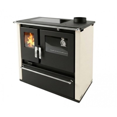 Wood cooker stove Verso CS Plus with stainless steel oven and ceramic hob, Ivory, Right, 7.7kW - Wood Cooker Stoves
