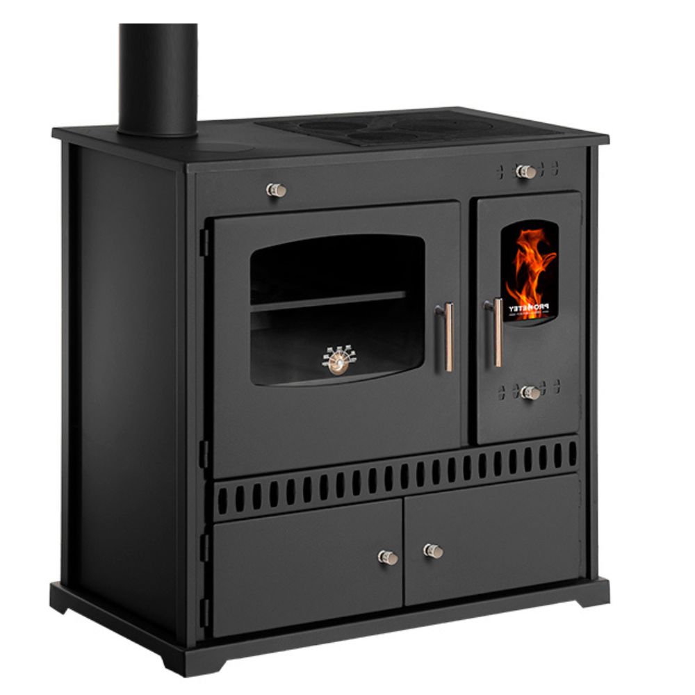 Wood cooker stove Prometey Perfect Eco with left flue, 7kW | Wood Burning Stoves With Oven | Wood Burning Stoves |