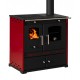 Wood cooker stove Prometey Perfect Eco Lux with right flue, burgundy, 7.5kW | Wood Burning Stoves With Oven | Wood Burning Stoves |
