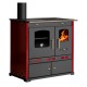 Wood cooker stove Prometey Perfect Eco Lux with left flue, burgundy, 7.5kW | Wood Burning Stoves With Oven | Wood Burning Stoves |