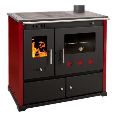 Wood cooker stove Prometey Perfect Practik Lux, burgundy, 9.5kW - Prometey