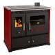 Wood cooker stove Prometey Perfect Practik Lux with right flue, burgundy, 9.5kW | Wood Burning Stoves With Oven | Wood Burning Stoves |