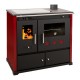 Wood cooker stove Prometey Perfect Practik Lux with ceramic hob, right flue, burgundy, 9.5kW | Wood Burning Stoves With Oven | Wood Burning Stoves |