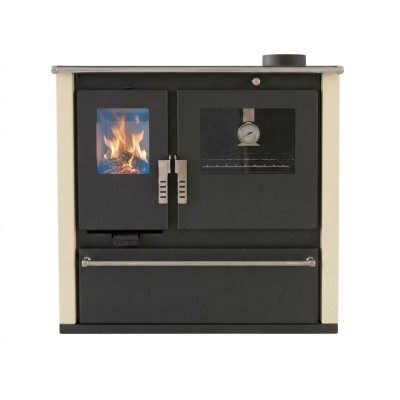 Wood cooker stove Verso CS Plus with stainless steel oven and steel hob, Ivory, Right, 7.7kW - Wood Cooker Stoves