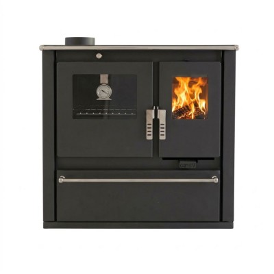 Wood cooker stove Verso CS Plus with stainless steel oven and ceramic hob, Ivory, Right, 7.7kW - Wood Cooker Stoves