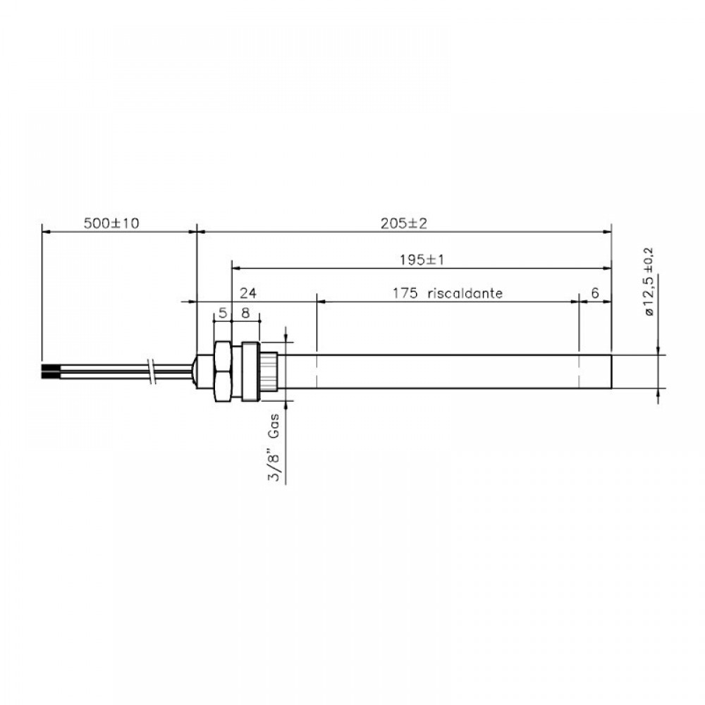 Igniter / Heating element for pellet stoves Clam, total length 205mm, 400W | Igniters / Resistors for Pellet Stoves | Pellet Stove Parts |