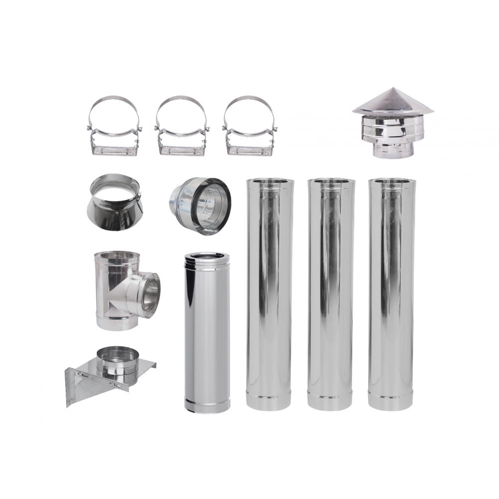 Flue kit for pellet stove, Stainless steel, Insulated, Ф80 (inner diameter), 4.7m