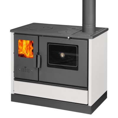 Wood cooker stove with cast iron top Balkan Energy 4020 White 7.9kW - Balkan Energy