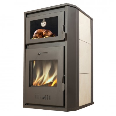 Wood burning stove with back boiler and oven Balkan Energy Rosana Ceramic, 15.26kW - 25.5kW - Balkan Energy