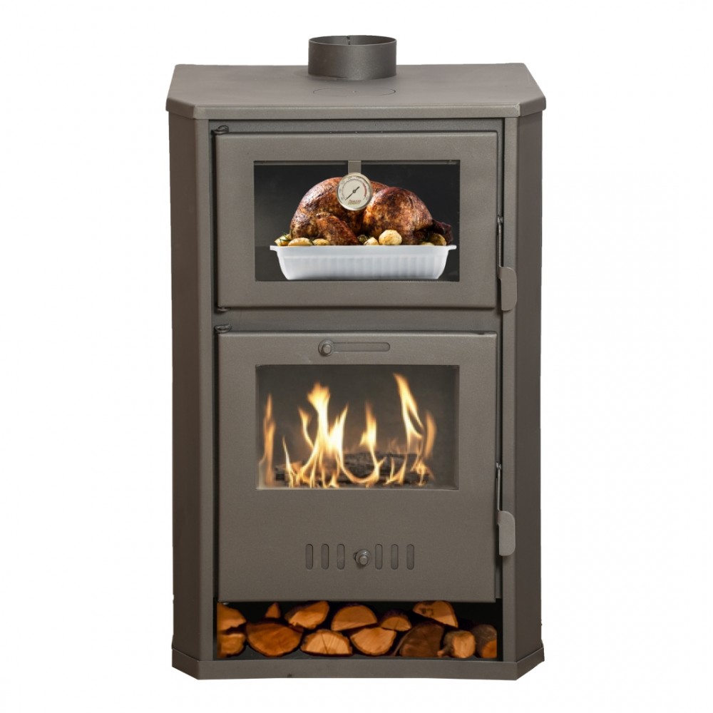 Wood burning stove with back boiler and oven Balkan Energy Suzana Ceramic, 11.6kW - 13.43kW | Wood Burning Stoves With Oven | Stoves |