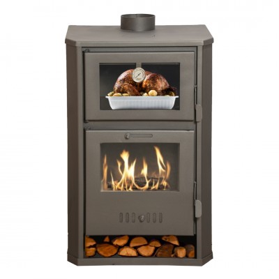 Wood burning stove with back boiler and oven Balkan Energy Suzana Ceramic, 11.6kW - 17.5kW - Balkan Energy