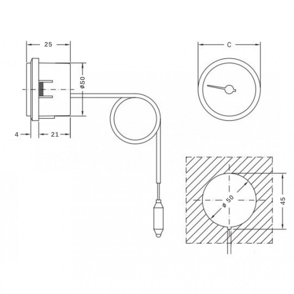 Capillary thermometer Cewal, Plastic case DN50 | Thermometers/Manometers | Control Devices |