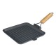 Cast iron grill pan with foldable wooden handle, 28x28 cm | Cast iron grill pan | Cast iron pan |